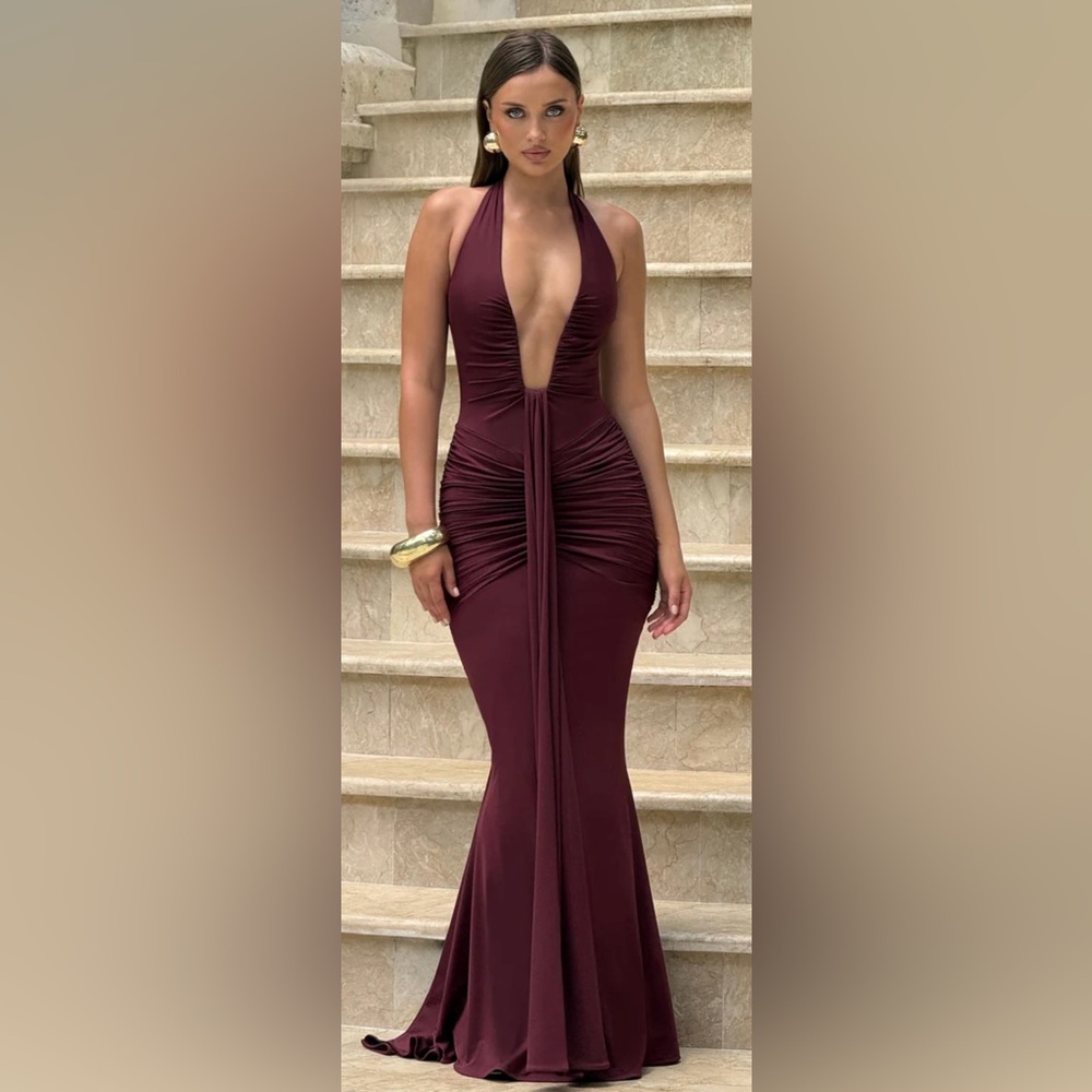 BABYBOO ROSETTA MAXI DRESS - CHERRY LACQUER SIZE XS.